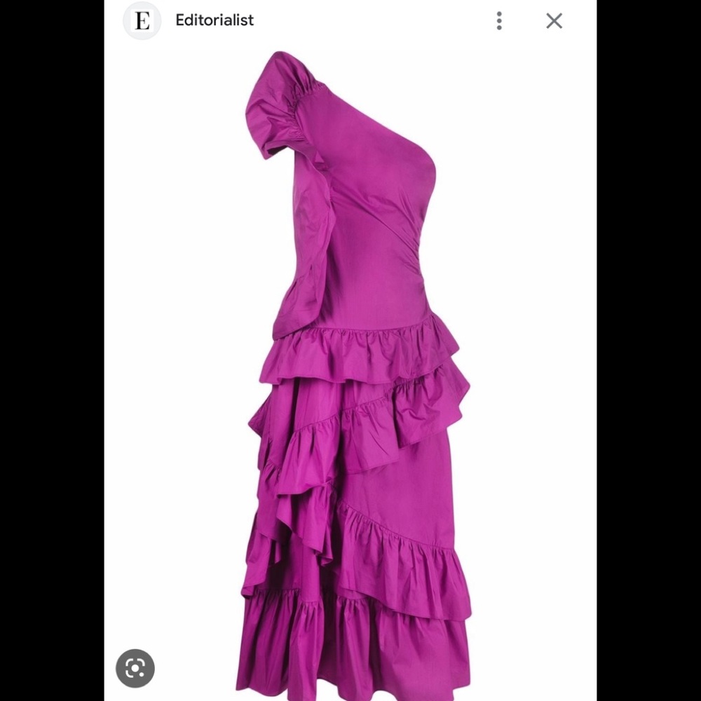 NWT Ulla Johnson Orchid Pink Purple one shoulder Ruffle Ondine maxi midi dress